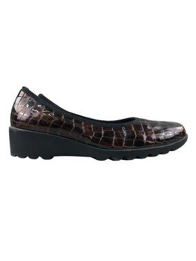 Josef Seibel Women's Size 37 (6-6.5) Bridget Brown Patent Croc Wedge Shoes